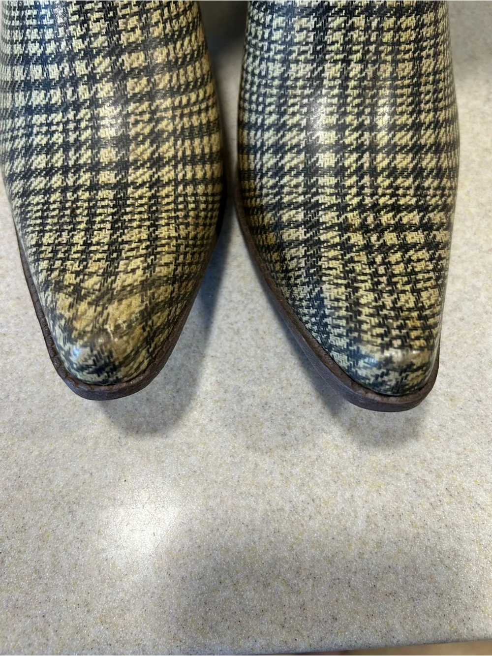 Corkys Womens Brown Houndstooth Rubber Western Rain Boots Academia Preppy Sz 9